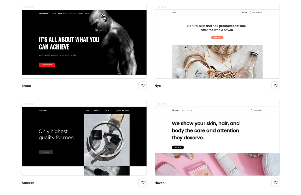Selection of Hostinger Website Builder website templates
