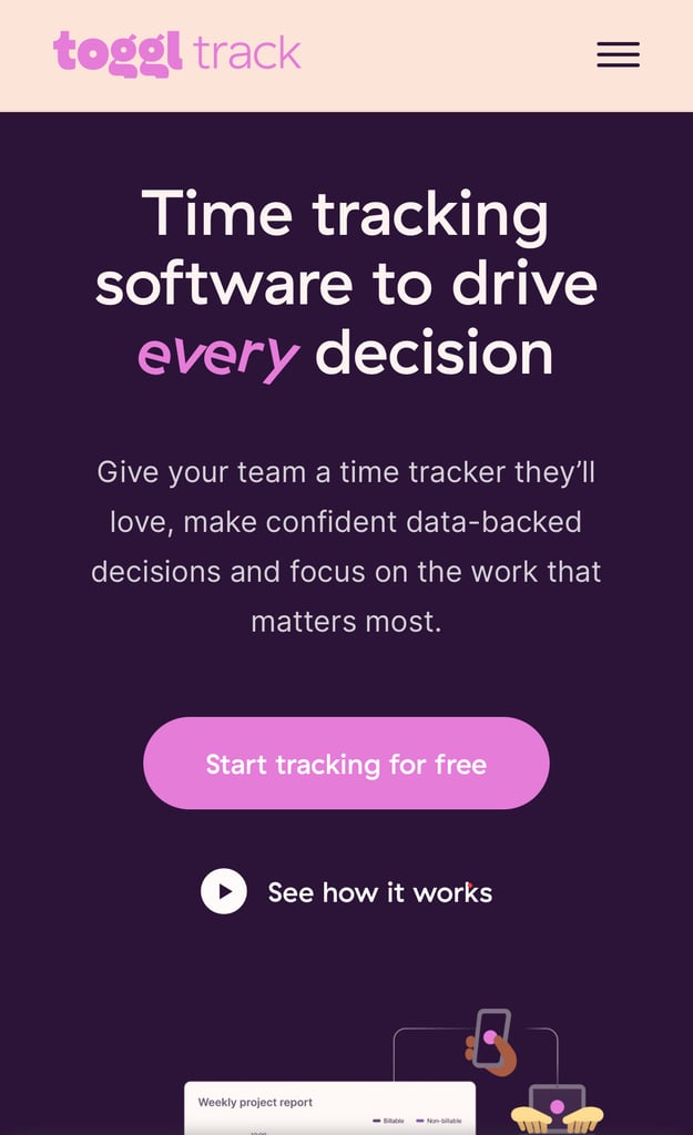 Example of a hamburger menu icon on a mobile screen.