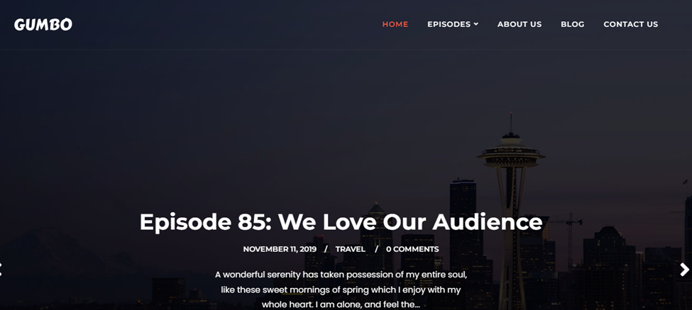 An example site using the Gumbo theme