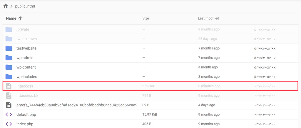 Locating .htaccess in the root directory using Hostinger's File Manager