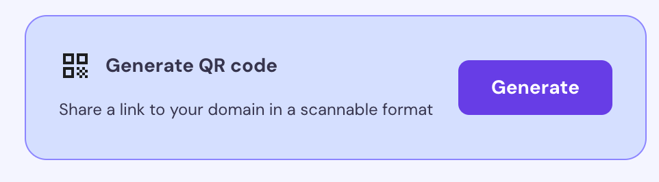 The Generate QR code window on hPanel dashboard