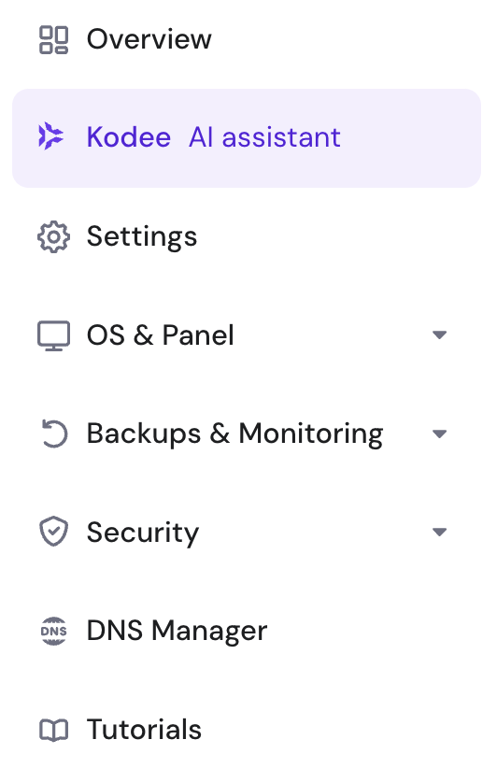 The location of Kodee in hPanel