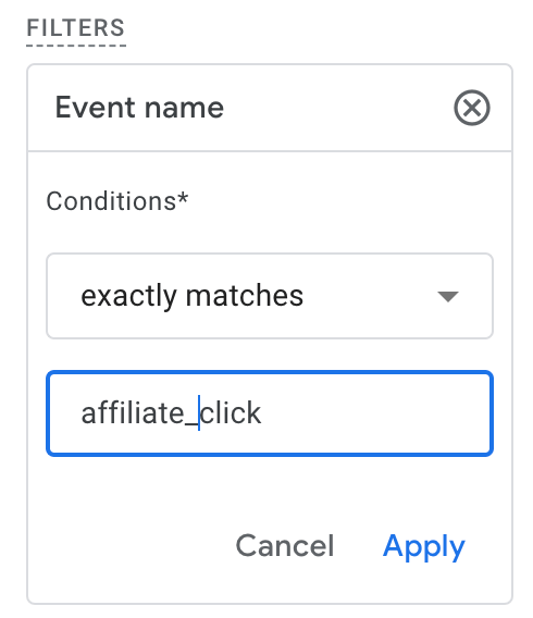 Tracking affiliate link results in GA4: building Explore Reports and adding filters