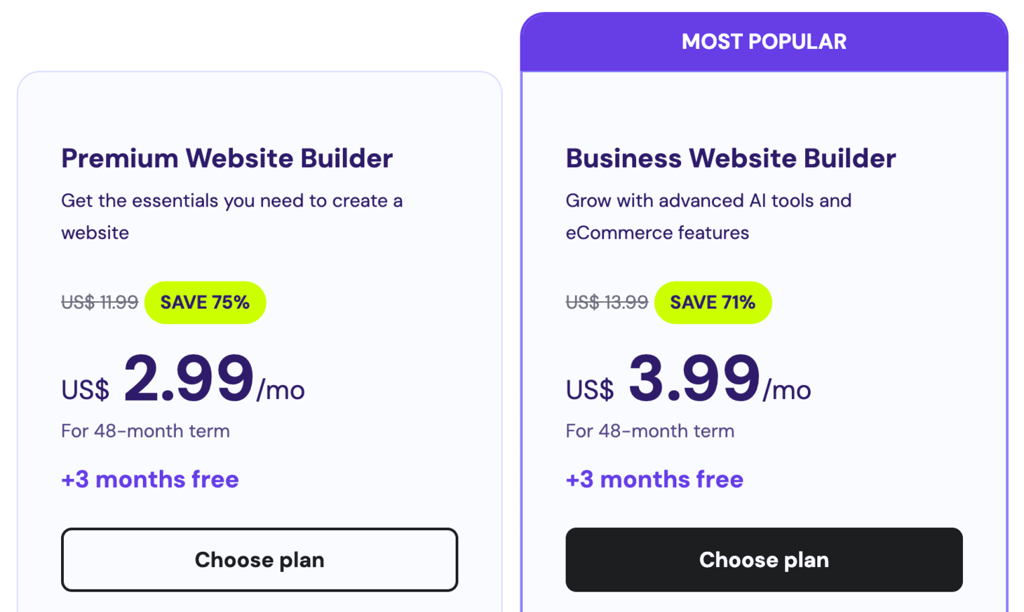 Hostinger Blog Maker plans