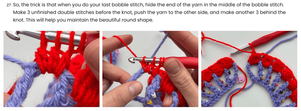 Close-up photos on Curly Knits blog