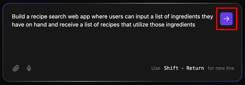 Prompt box highlighting send button
