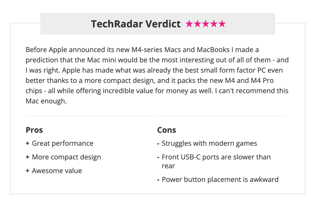 Product review example: Pros and Cons
