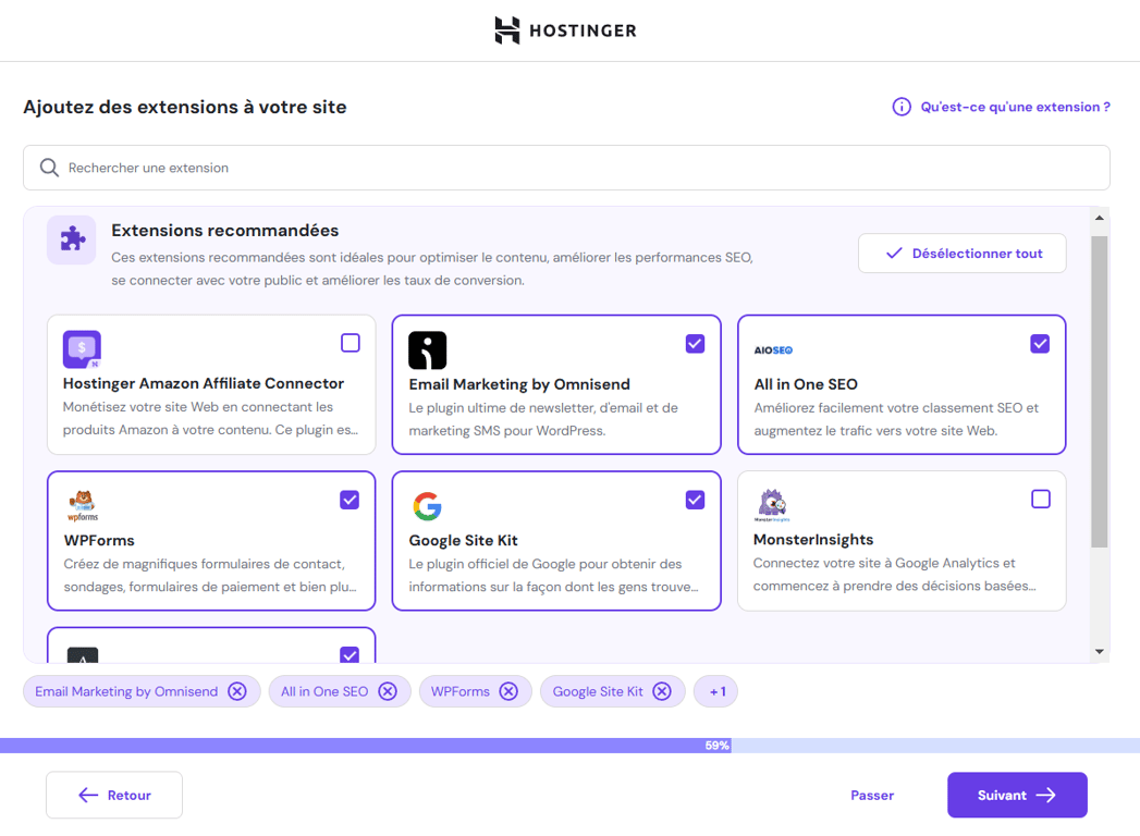 Ajouter des plugins au nouveau site web WordPress