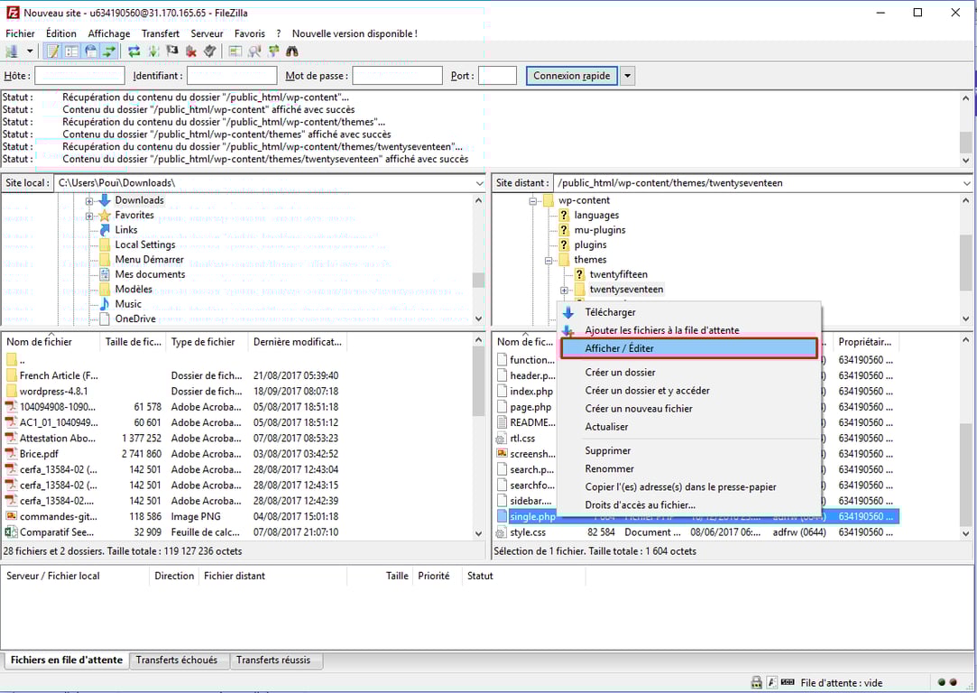 Exemple de connexion SSH montrant le fonctionnement de SSH