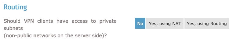 Exemple de param&egrave;tres de routage OpenVPN