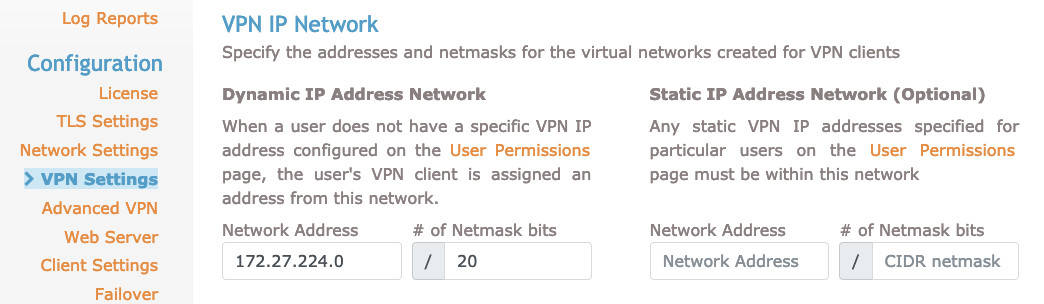 Onglet de param&egrave;tres VPN OpenVPN