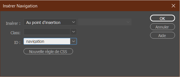 Insérer navigation