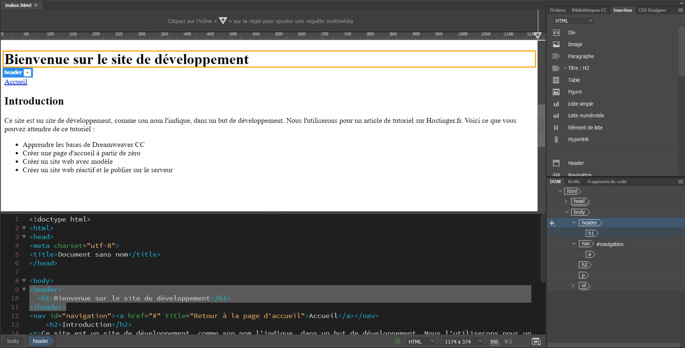 Marquer Header pour CSS