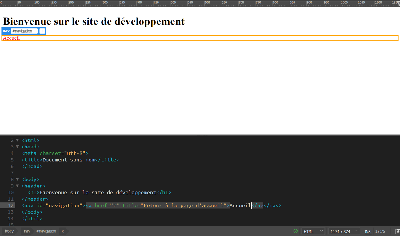 Navigation d'accueil