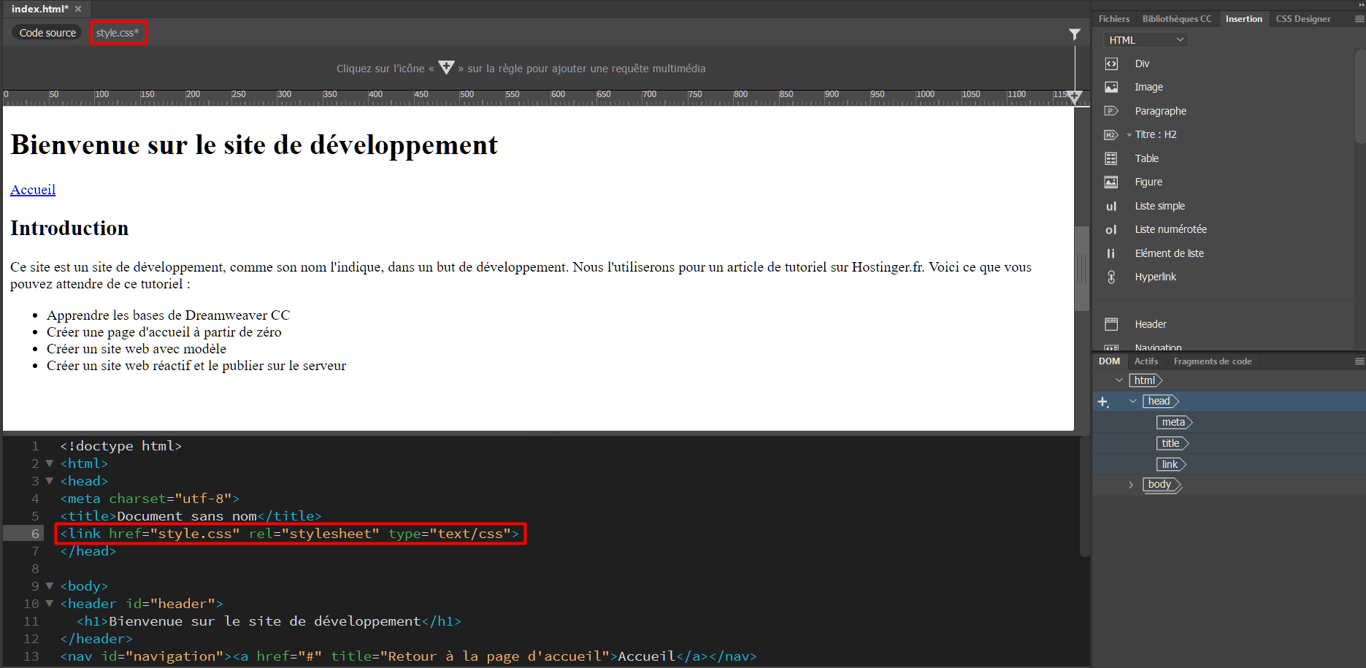 Nouveau fichier CSS créé