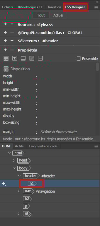 Sélectionnez et choisissez Designer
