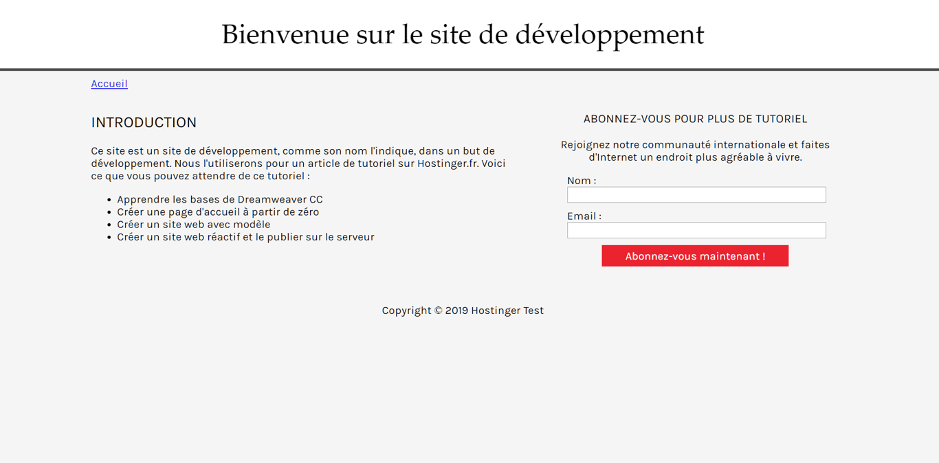 Site web du tutoriel