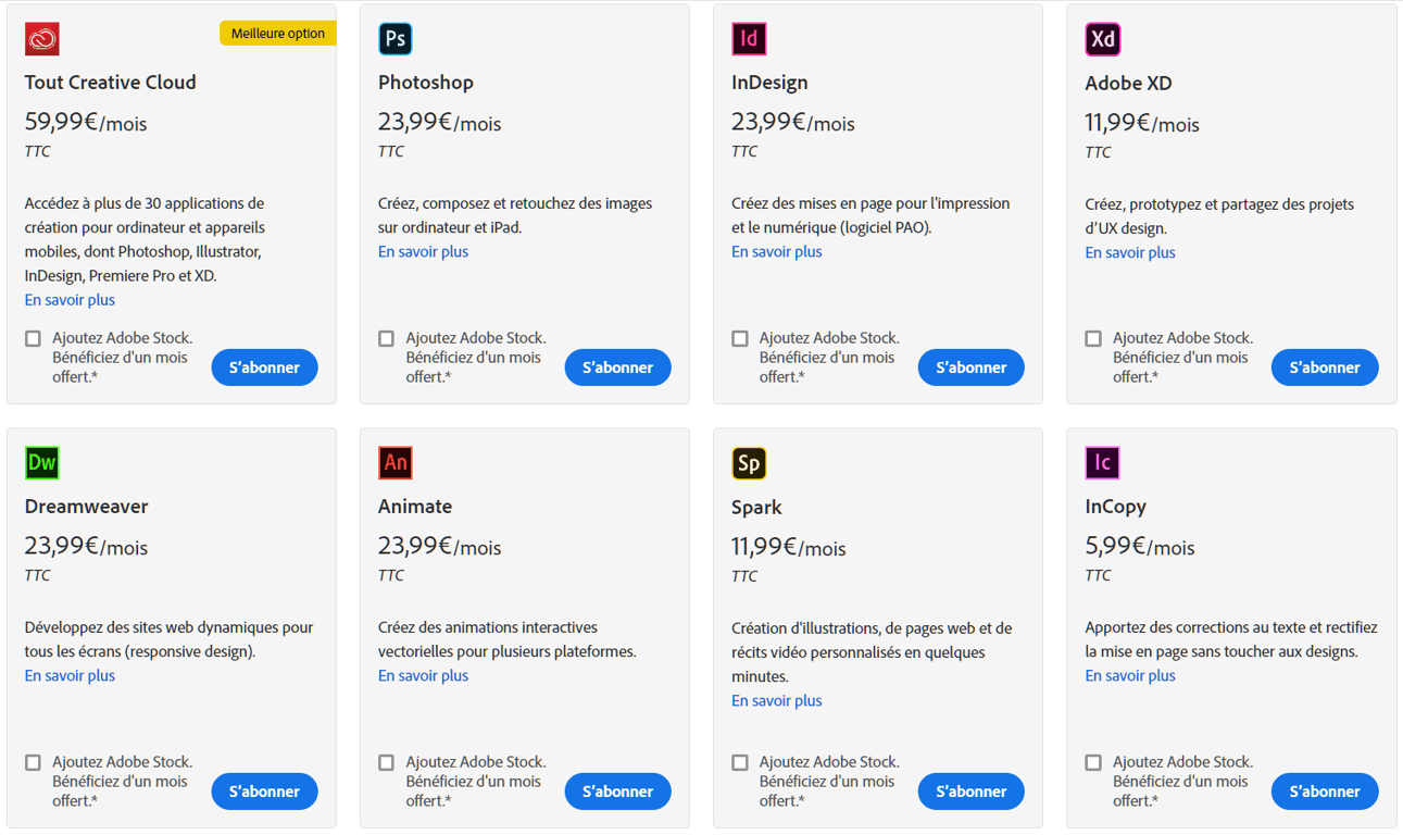 Formules et tarifs pour particuliers