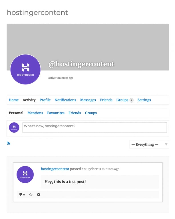 Test sur la page d'activit&eacute; de BuddyPress