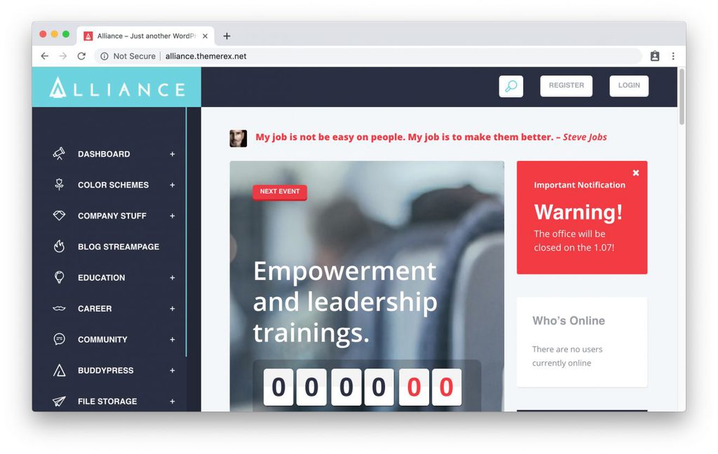 Th&egrave;me Alliance pour intranet WordPress