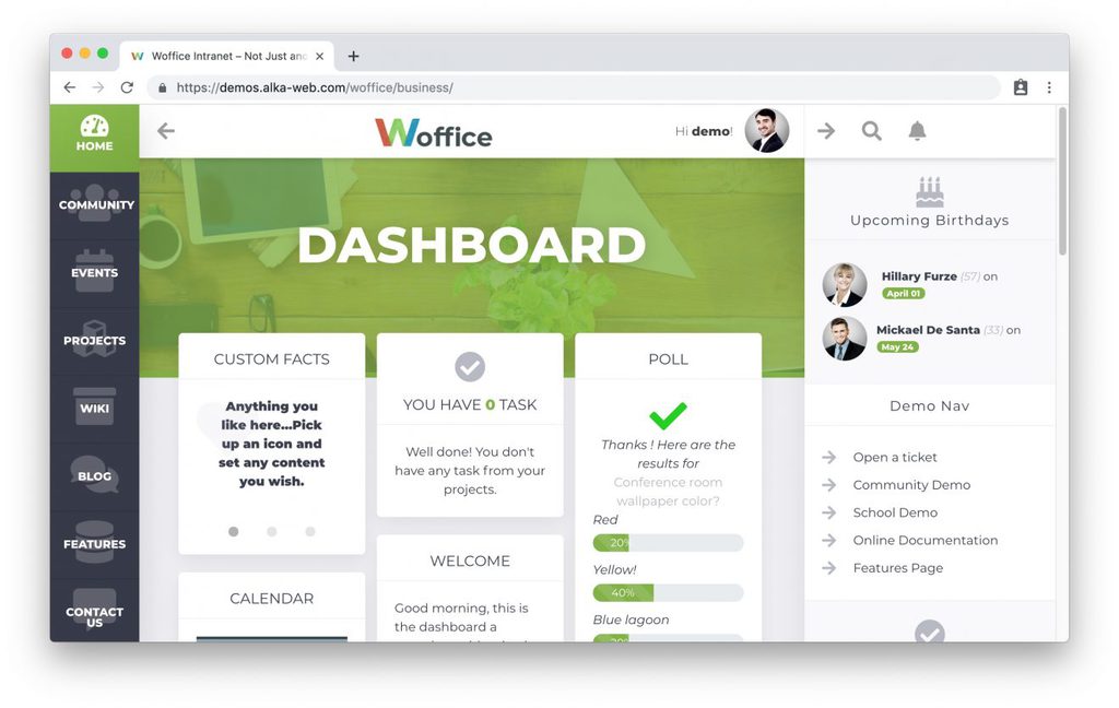 Th&egrave;me Woffice pour intranet WordPress