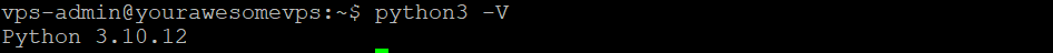 L'interface de ligne de commande renvoie la version Python installée.