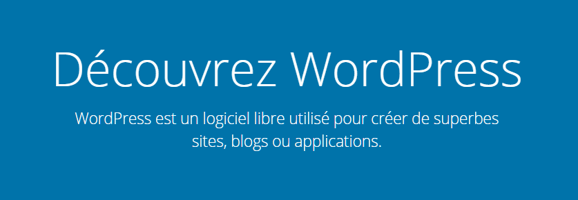 La page d'accueil de WordPress.
