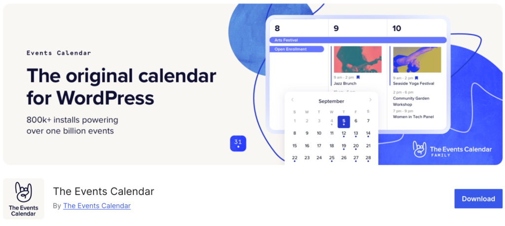 Bannière du plugin Events Calendar