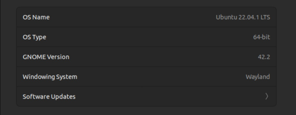 Informations sur le système d'exploitation dans le menu Paramètres Ubuntu
