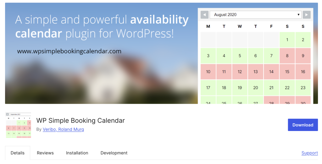 Bannière du plugin WP Simple Booking Calendar