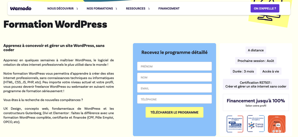 Formation WordPress de Wemodo
