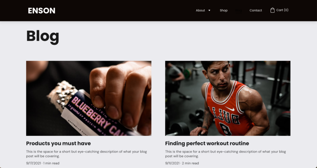 Exemple de page de blog