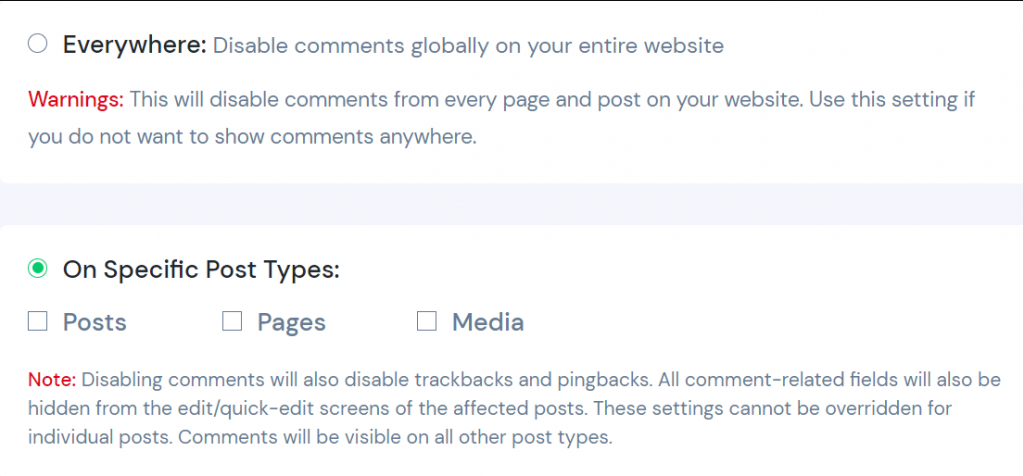 d&eacute;sactiver les commentaires sur quelques types d'articles sur le plugin Disable Comments