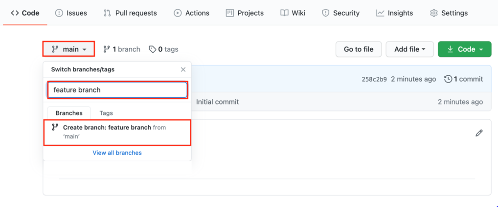 Cr&eacute;er une branche sur Github