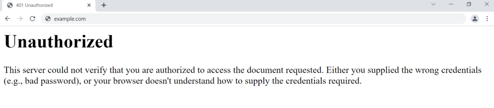 l'erreur accès non autorisé sur un navigateur