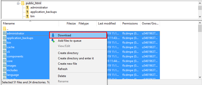 t&eacute;l&eacute;charger les fichiers wordpress avec ftp