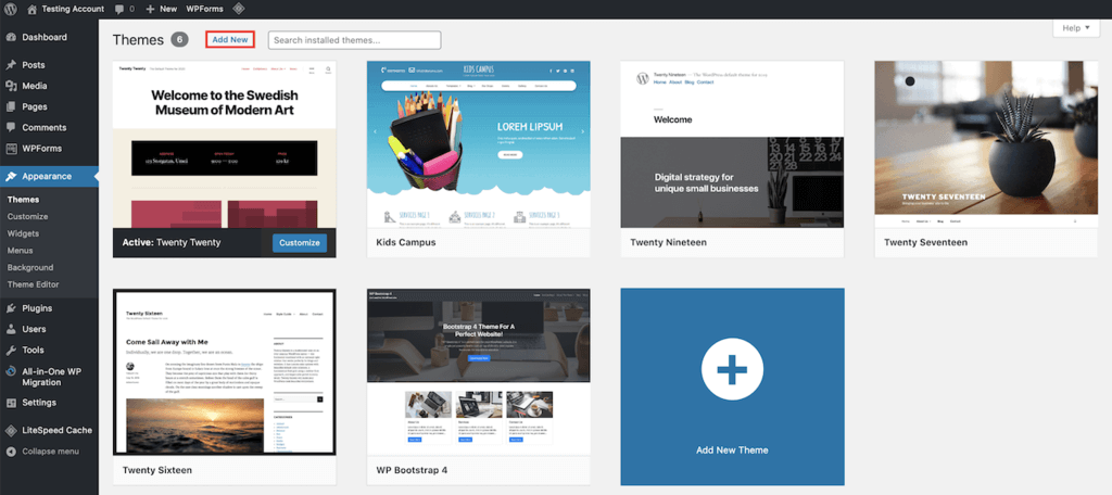 la façon d'ajouter un thème wordpress