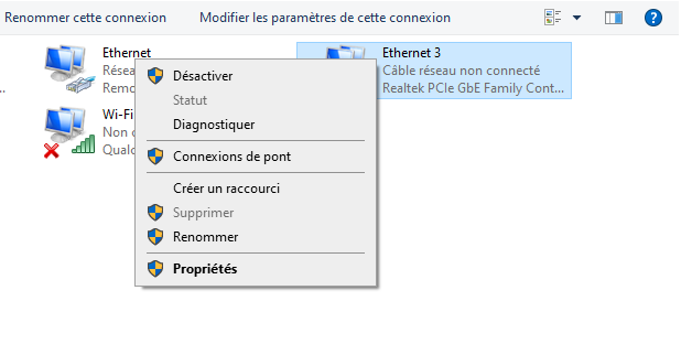 Connexions r&eacute;seau Windows