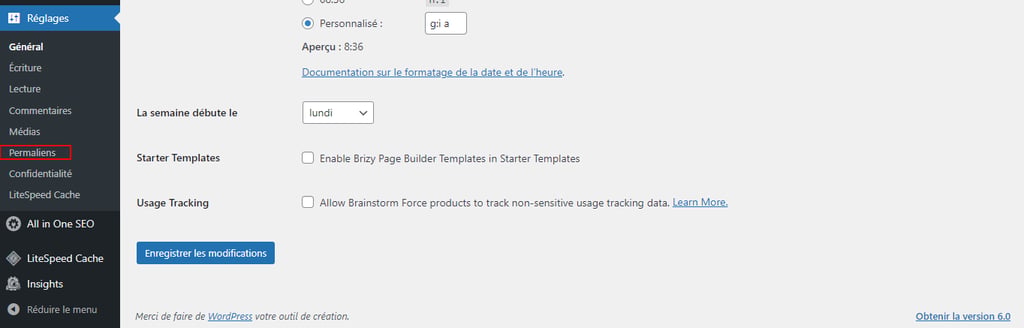 r&eacute;glages permaliens wordpress