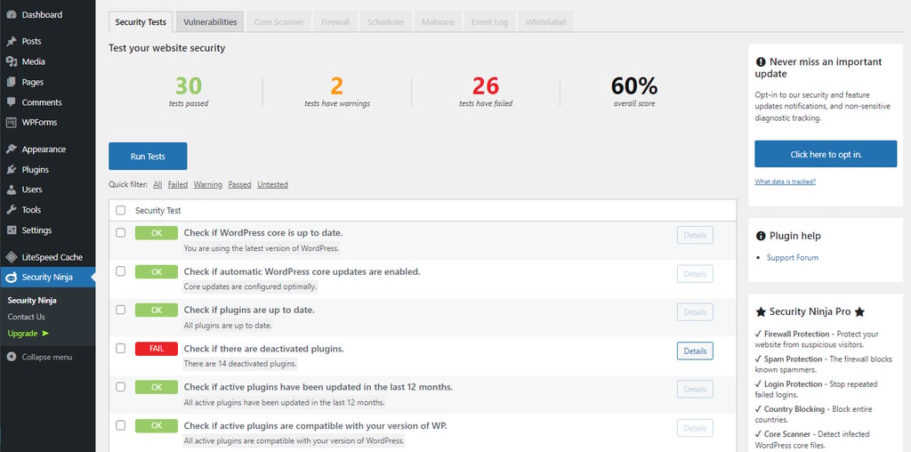 Security-ninja-tests-sécurité Tests de sécurité de Security Ninja