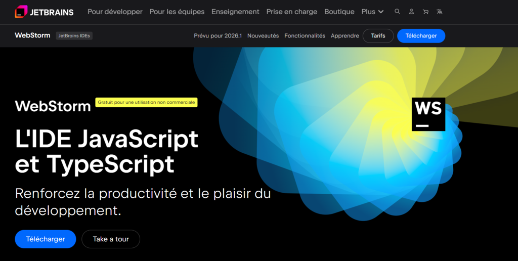 Page d'accueil WebStorm de JetBrain