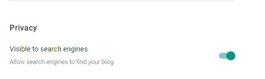 Capture d'&eacute;cran montrant la cat&eacute;gorie "Vie priv&eacute;e" et comment rendre le site visible pour les moteurs de recherche