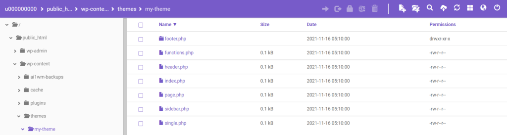Gestionnaire-de-fichiers-avec-fichiers-par-défaut-d-un-nouveau-thème-personnalisé Gestionnaire de fichiers avec les fichiers par défaut d'un nouveau thème personnalisé visibles