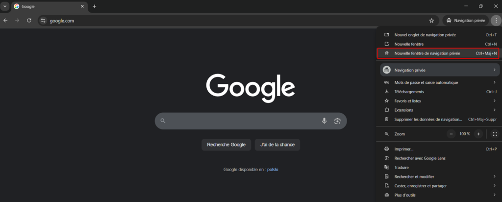 Nouvelle option de fenêtre de navigation privée mise en avant dans Chrome