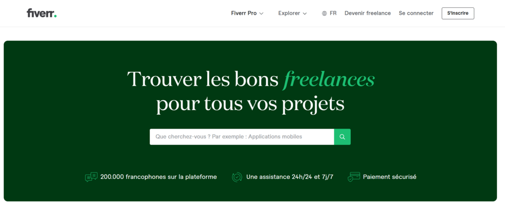 Landing page de Fiverr