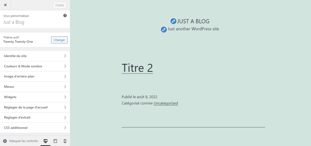 Capture d'écran montrant comment personnaliser le design d'un site internet