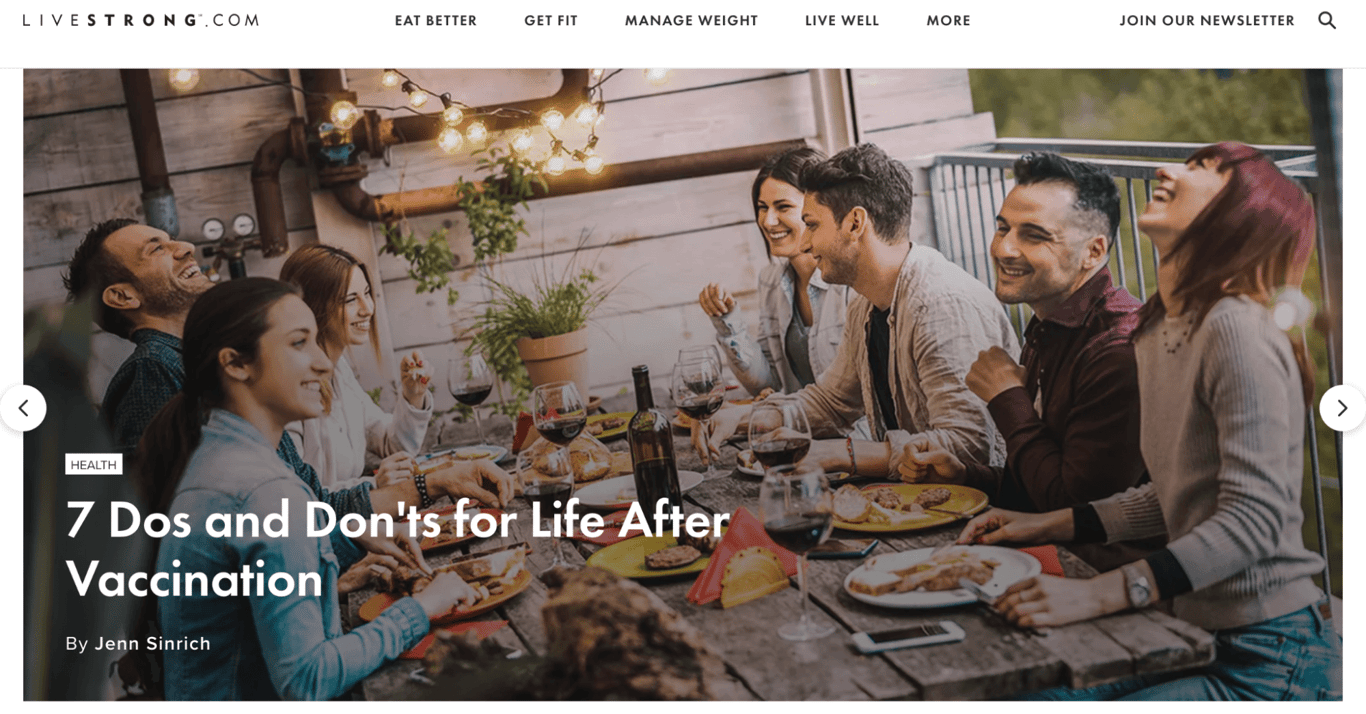 Site web de nutrition Livestrong