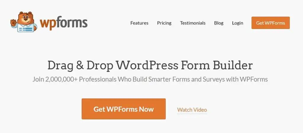 page d'atterrissage de wp forms affichant l'interface du formulaire de contact