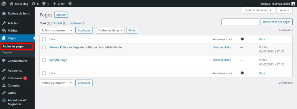 Afficher toutes les pages sur wordpress