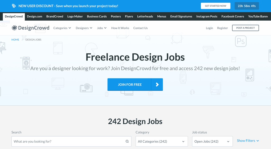 Landing page de DesignCrowd